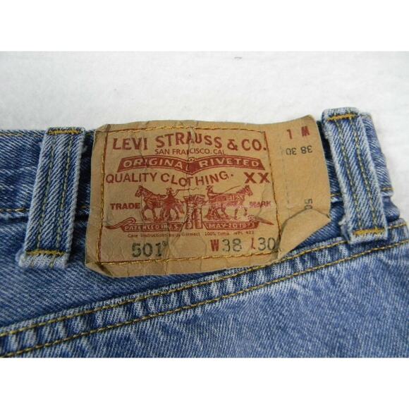 Levi's 501 jeans Men's 38 x 30 Regular Fit Straight blue denim pants button fly - Picture 10 of 12